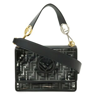 FENDI Kanai F Zucca pattern shoulder bag/handbag, vinyl leather, black/clear,...